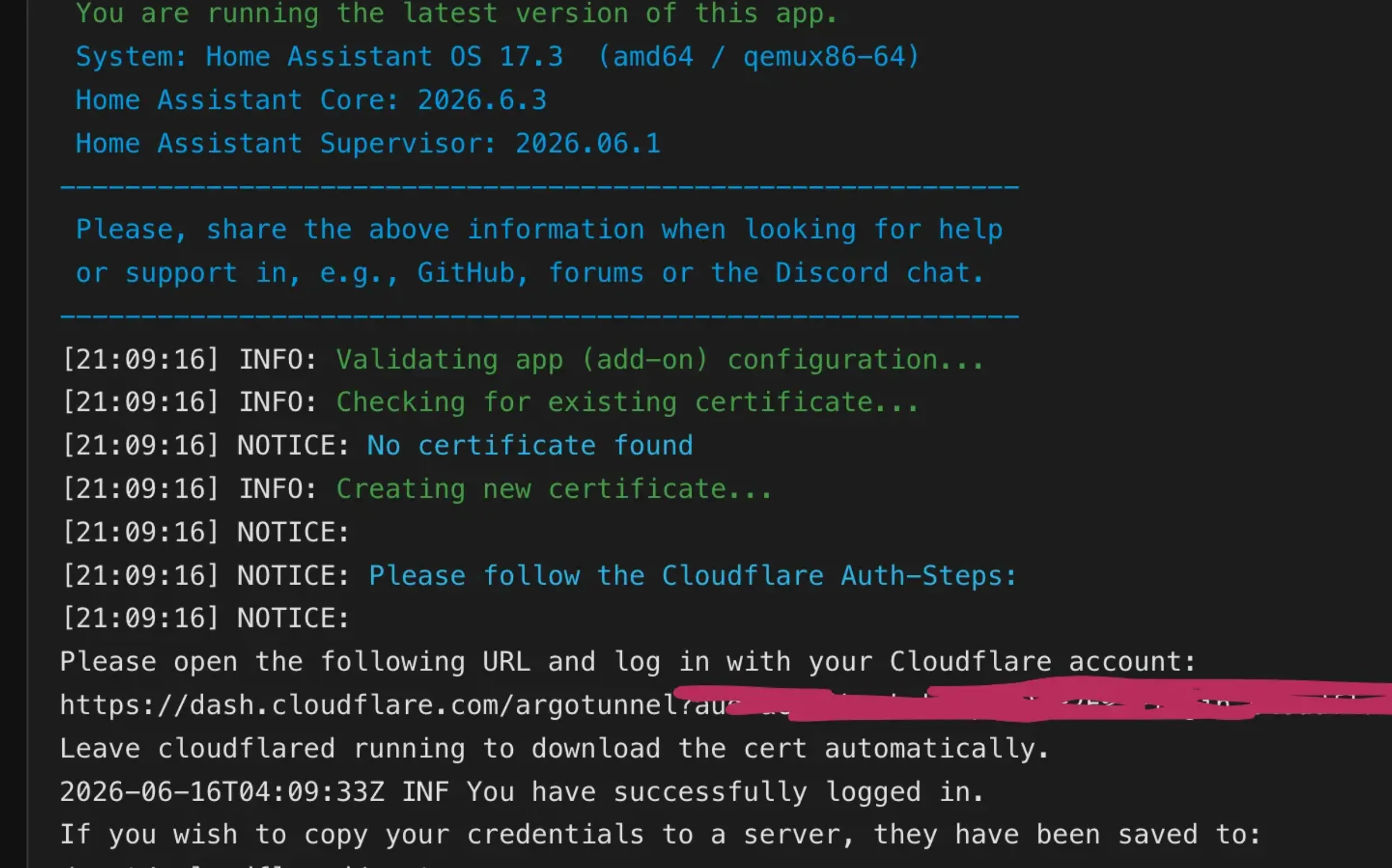 Cloudflared login URL