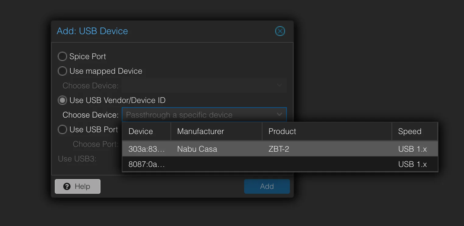 USB passthrough setting