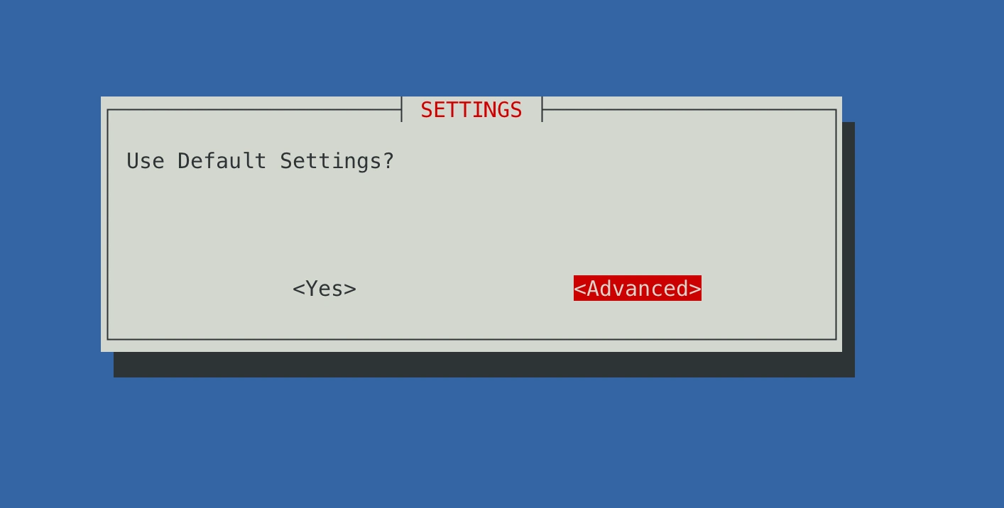 Advanced setup option