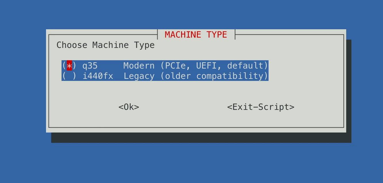 Machine type setting