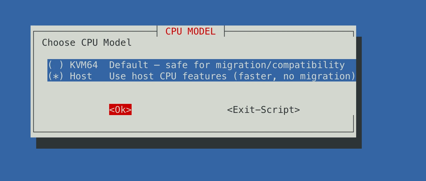 CPU model setting